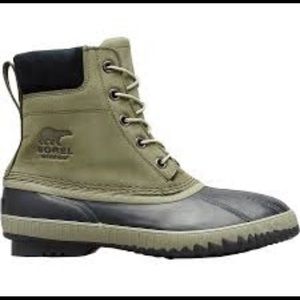 Sorel Cheyanne II Mens New Waterproof Leather Boots NWT Size 11.5 Sage / Black